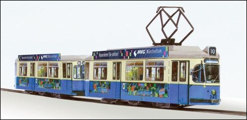 M4-Wagen mit Lenk-Dreiachs-Fahrwerk der Münchner Straßenbahn