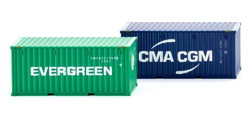 1:87 Zubehörpackung - 20' Container (NG) "Evergreen" + "CMA-CGM"